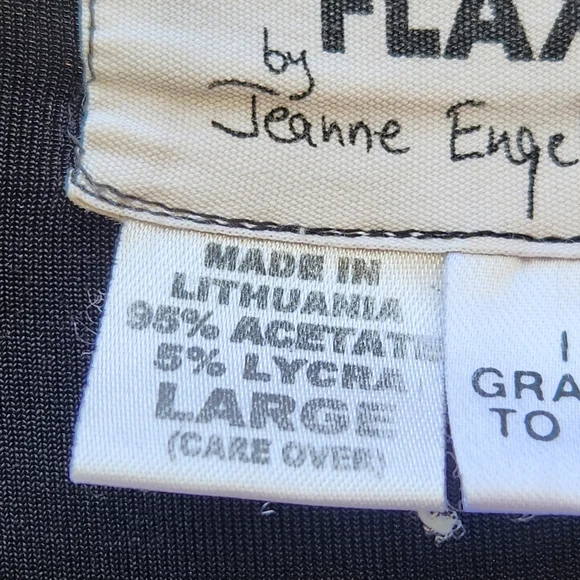 FLAX by Jeanne Englehart Women's Top Large Black Stretch Long Sleeve Minimalist - Picture 5 of 11